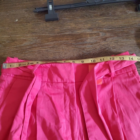 Zara Womens Paperbag Waist Crop Trouser Pants Tie Belt Pink Size Small - Picture 11 of 12